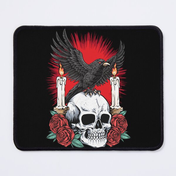 Item preview, Raven Skull Red Roses Candles Gothic Tattoo Flash Dark Romance Graphic T-Shirt designed and sold by DERA RAY.