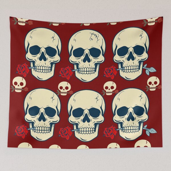 Item preview, Traditional Tattoo Skull and Rose Crimson Graphic designed and sold by UniqueDesign751.