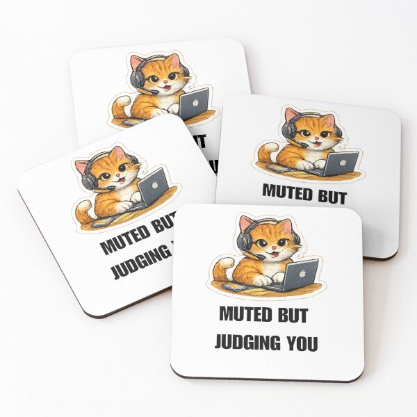 Item preview, MUTED BUT JUDGING YOU design cat coworker designed and sold by DailyQuestPrint.