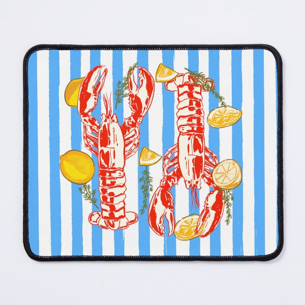 Item preview, Colorful Blue Coastal Stripes Lobster Lemon Mediterranean Summer Mood designed and sold by MaiZephyr.