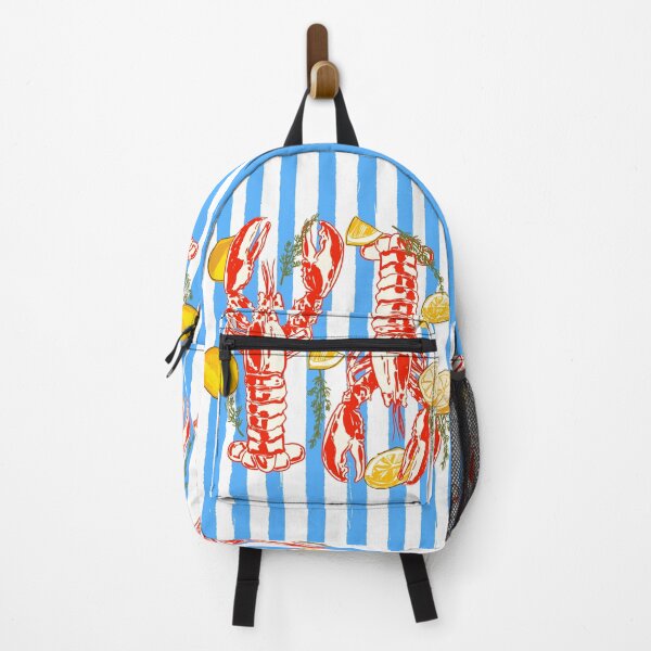 Item preview, Colorful Blue Coastal Stripes Lobster Lemon Mediterranean Summer Mood designed and sold by MaiZephyr.