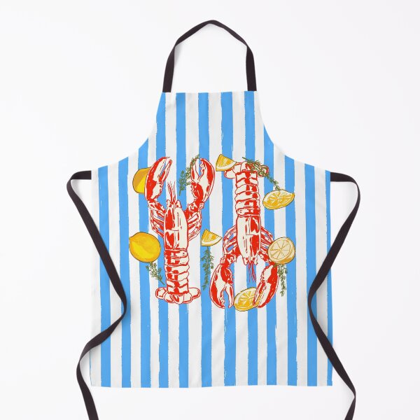 Item preview, Colorful Blue Coastal Stripes Lobster Lemon Mediterranean Summer Mood designed and sold by MaiZephyr.