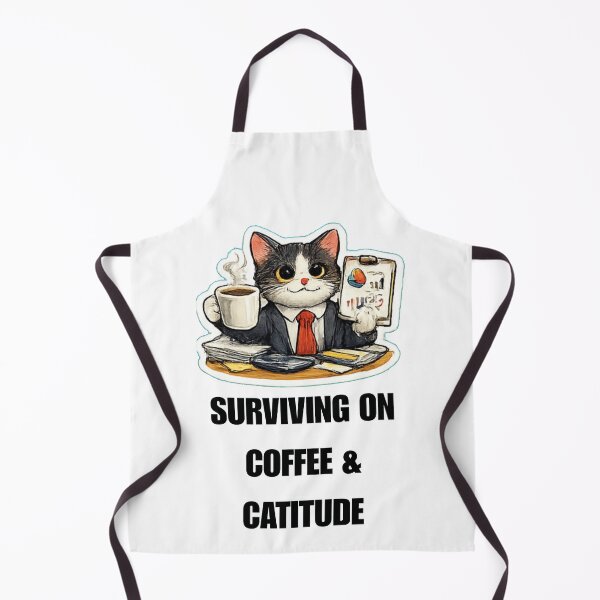 Item preview, SURVIVING ON COFFEE & CATITUDE office cat design designed and sold by DailyQuestPrint.