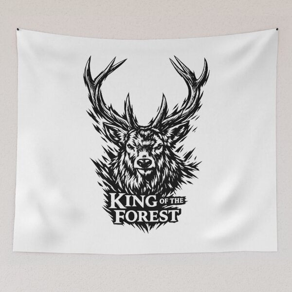 Item preview, King of the Forest Deer Illustration – Majestic Stag Antler Tattoo Style designed and sold by MartBook.