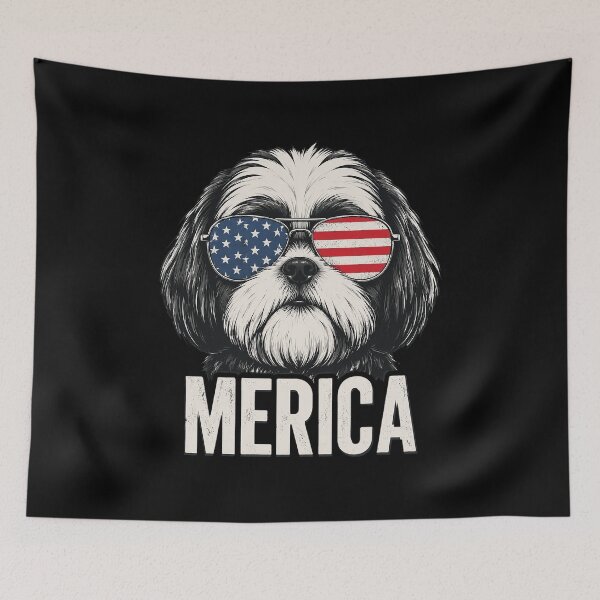 Item preview, Shih Tzu Dog 'Merica Patriotic 4th of July American Flag designed and sold by OlakunleOloroz.