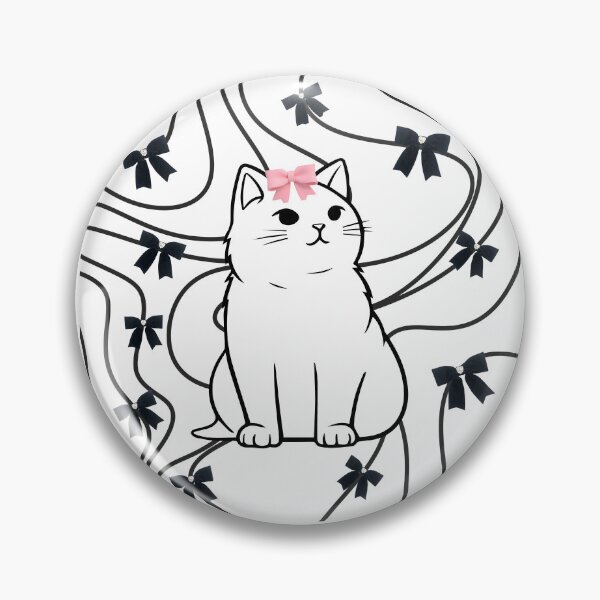 Item preview, Cute Black Cat with Pink Bow designed and sold by reanacreations.