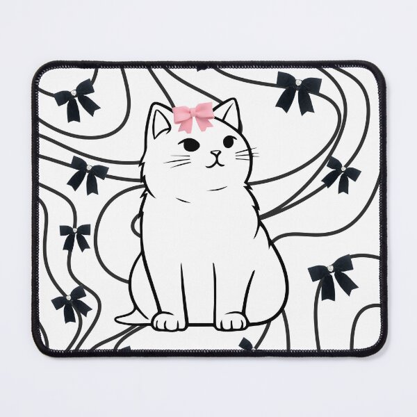 Item preview, Cute Black Cat with Pink Bow designed and sold by reanacreations.
