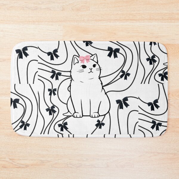Item preview, Cute Black Cat with Pink Bow designed and sold by reanacreations.