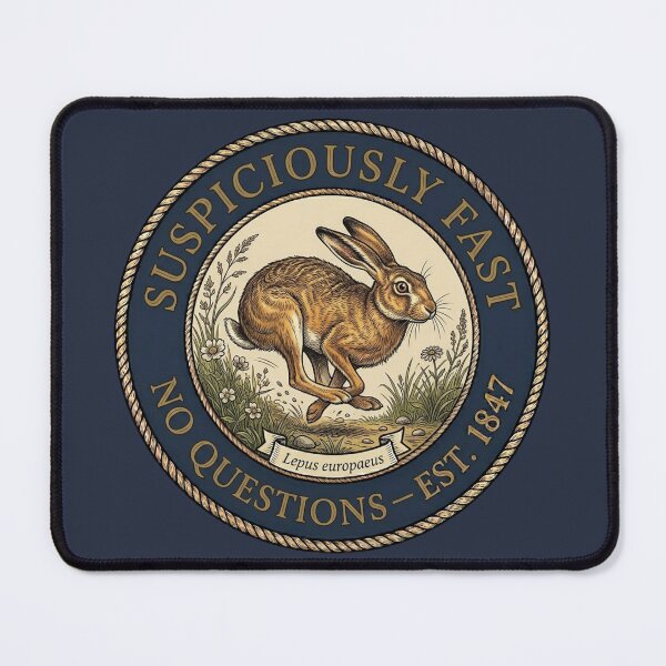 Item preview, Suspiciously Fast No Questions Hare Club Humor Badge designed and sold by CalmCapy Co.