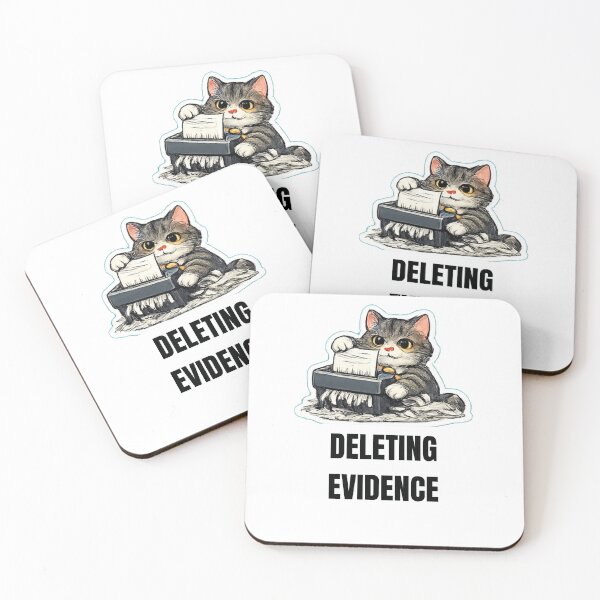 Item preview, DELETING EVIDENCE office cat design designed and sold by DailyQuestPrint.