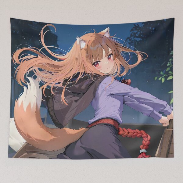 Item preview, Holo spice and wolf Starlit Wagon Ride Night Sky designed and sold by MartyHinson.