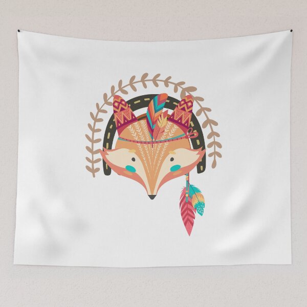 Item preview, Cute Boho Fox with Feathers designed and sold by yuki-hana.