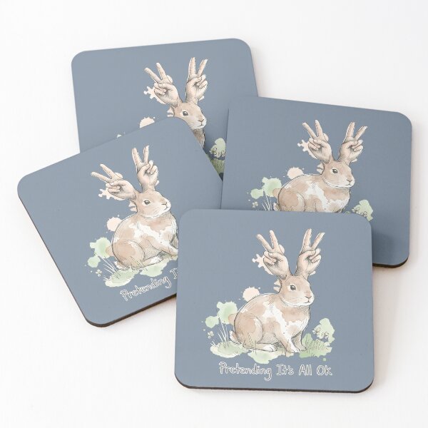 Item preview, Pretending It's All Ok: The Peace Sign Bunny Illustration designed and sold by SoulPT.