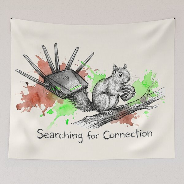 Item preview, Searching for Connection: The Wi-Fi Squirrel Illustration designed and sold by SoulPT.