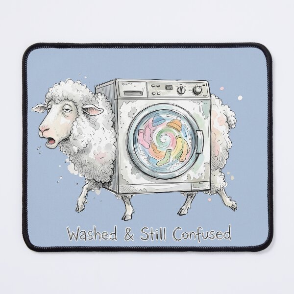 Item preview, Washed & Still Confused: Funny Sheep Laundry Illustration designed and sold by SoulPT.