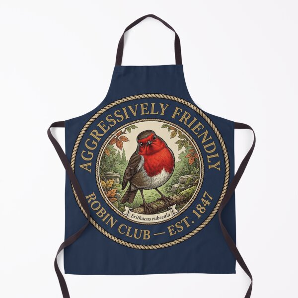 Item preview, Aggressively Friendly Robin Club European Humor Badge designed and sold by CalmCapy Co.