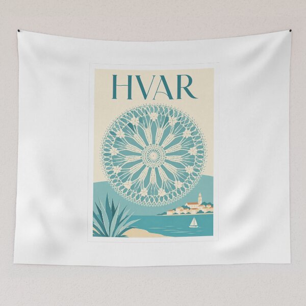 Item preview, Hvar Lace Coastal Travel Poster designed and sold by Beyond Destinations.