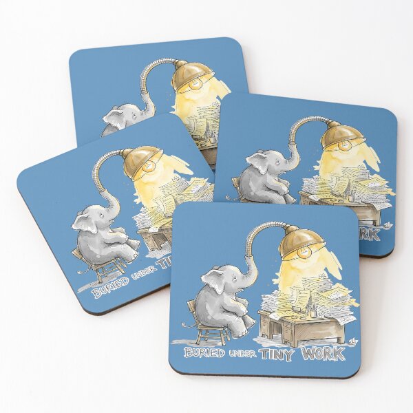 Item preview, Buried Under Tiny Work: Overwhelmed Elephant Office Illustration designed and sold by SoulPT.