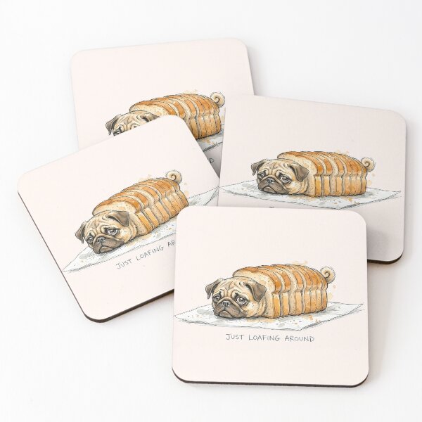 Item preview, Just Loafing Around: Funny Pug Loaf Bread Illustration designed and sold by SoulPT.