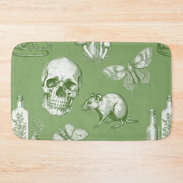 Item preview, Rat and Skull a Light Gothic Green Goblincore Pattern for Summerween and Halloween  designed and sold by CanisArtStudio.