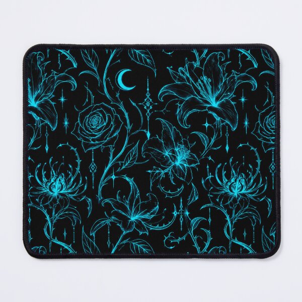 Item preview, Neon Cyan Floral Moon Pattern designed and sold by Owcomm.