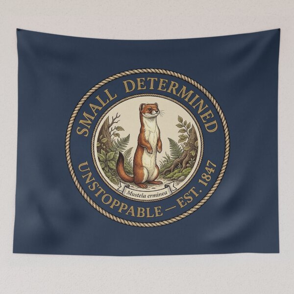 Item preview, Small Determined Unstoppable Stoat Club Humor Badge designed and sold by CalmCapy Co.