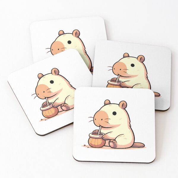 Item preview, Cute Capybara Drinking Mate Kawaii Style designed and sold by nrfbbagenes.