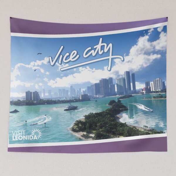 Item preview, Vintage Retro Beach City Postcard - Pink Neon Ocean Travel Art designed and sold by William Cano.