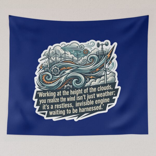 Item preview, Working At The Height Of The Clouds - Wind Energy Engineer Sticker designed and sold by Scro-Ciob-Shop.