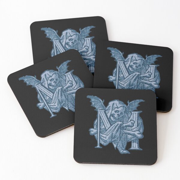 Item preview, Memento Mori Minstrel (blue) - Medieval Woodcut Art designed and sold by Dungeon-Shop.