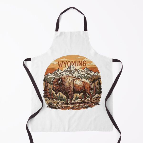 Item preview, Wyoming Bison Mountain - Vintage Western USA Design designed and sold by ShirtsUp-Lane.