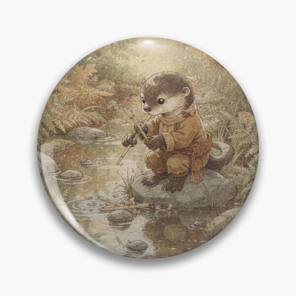 Item preview, Otter Folk Whittling a Reed Flute designed and sold by PictorialWhimsy.