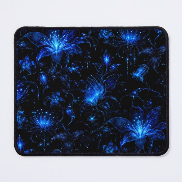 Item preview, Glowing Neon Blue Floral Pattern designed and sold by Owcomm.