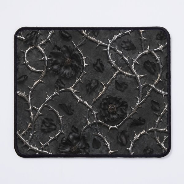 Item preview, Metallic Silver Thorns and Dark Flowers designed and sold by Owcomm.