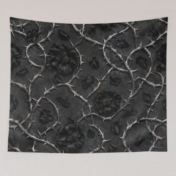 Item preview, Metallic Silver Thorns and Dark Flowers designed and sold by Owcomm.