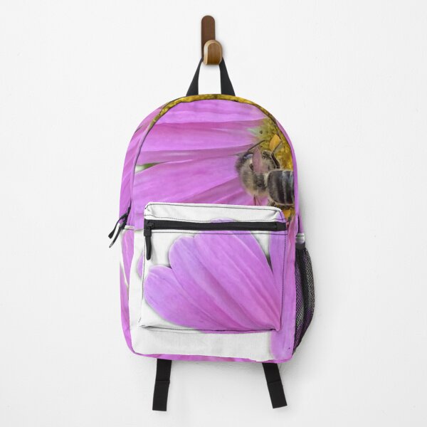 Item preview, Vibrant Pink Aster Flower with Honeybee Cutout designed and sold by BalkanBloom.