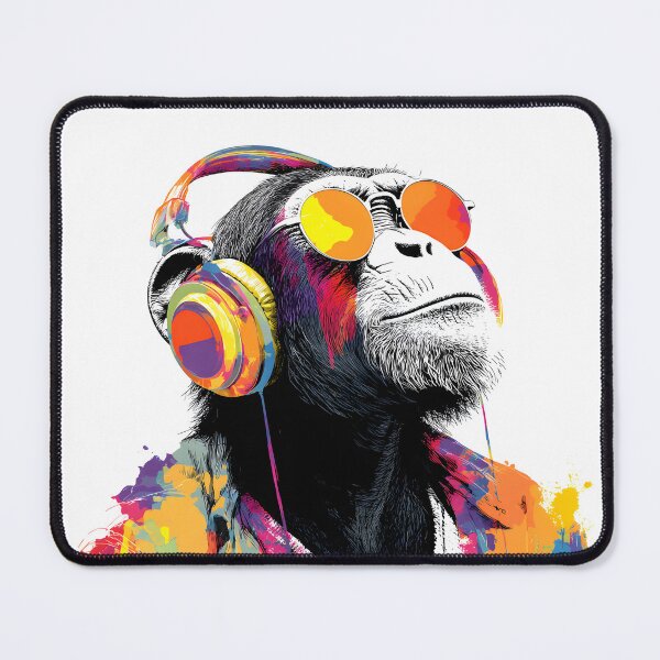 Item preview, DJ Monkey Aesthetic Ape With Colorful Headphones And Glasses designed and sold by GrinGalore.