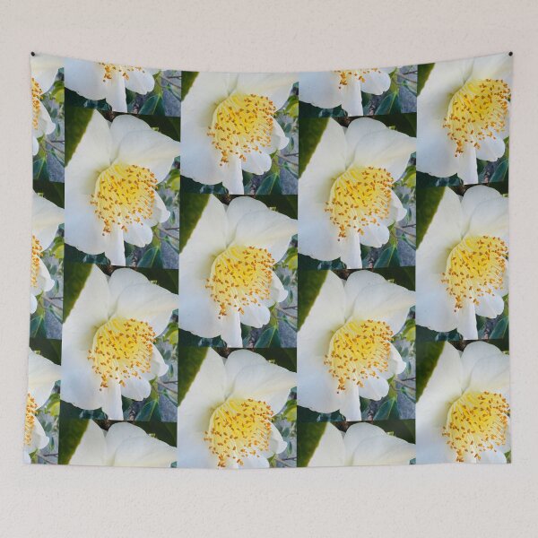 Item preview, Elegant White Camellia with Golden Stamens designed and sold by BalkanBloom.