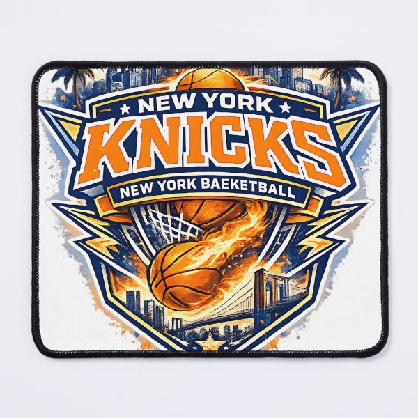 Item preview, New York Knicks Skyline and Brooklyn Bridge Basketball Shield Art designed and sold by Jaideep Walia.