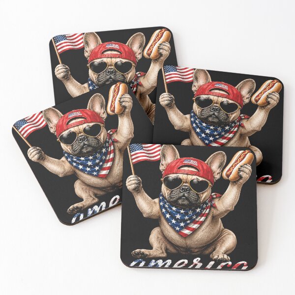 Item preview, Patriotic French Bulldog Hot Dog America designed and sold by FlutterDtealArt.