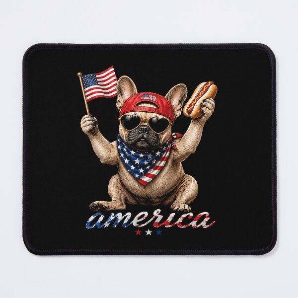 Item preview, Patriotic French Bulldog Hot Dog America designed and sold by FlutterDtealArt.