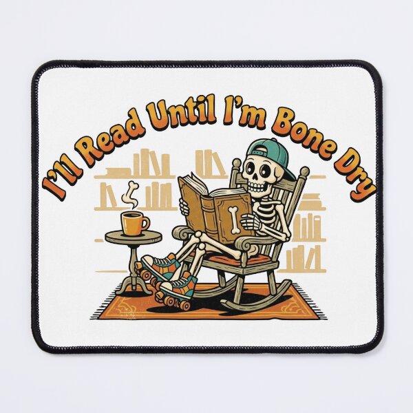 Item preview, Retro Cartoon Skeleton Reading Book Funny Bookworm Mascot designed and sold by sanorastyle.