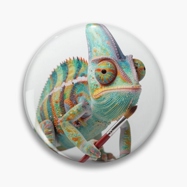 Item preview, Cute Realistic Artistic Chameleon with Paintbrush - Adorable Creative Reptile Art designed and sold by MrArtist Shop.