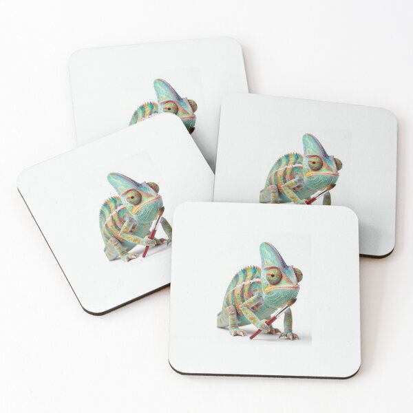 Item preview, Cute Realistic Artistic Chameleon with Paintbrush - Adorable Creative Reptile Art designed and sold by MrArtist Shop.