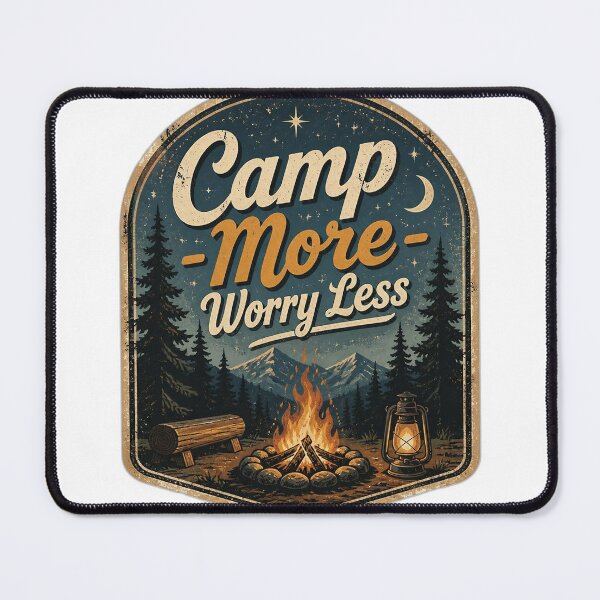Item preview, Camp More, Worry Less – Vintage Camping Adventure T-Shirt designed and sold by MJ-by-Dharan.