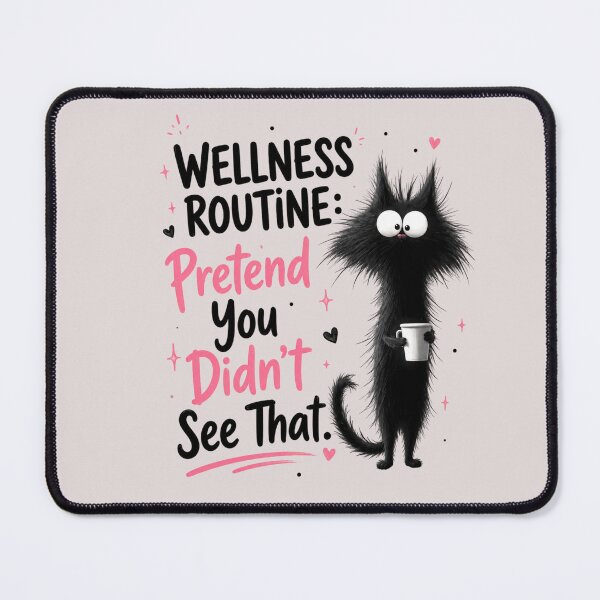 Item preview, Wellness Routine Pretend You Didn't See That Funny Crazy Black Cat Art designed and sold by PrintAura15.
