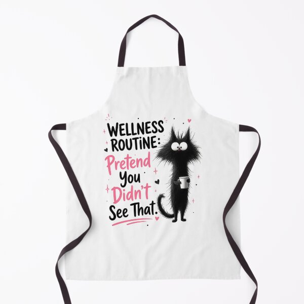 Item preview, Wellness Routine Pretend You Didn't See That Funny Crazy Black Cat Art designed and sold by PrintAura15.