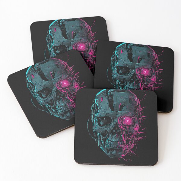 Item preview, Cybernetic Cyborg Skull Glowing Pink Neon Eye designed and sold by VectorForge.