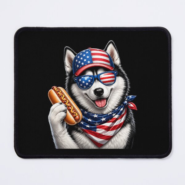 Item preview, Patriotic Husky Hot Dog Americana designed and sold by FlutterDtealArt.