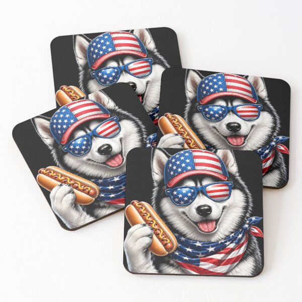 Item preview, Patriotic Husky Hot Dog Americana designed and sold by FlutterDtealArt.
